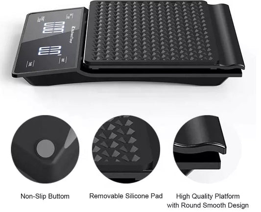 0,1 gram nauwkeurige zwarte koffie weegschaal met timer - barista-essentials