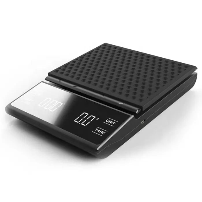 0,1 gram nauwkeurige zwarte koffie weegschaal met timer - barista-essentials