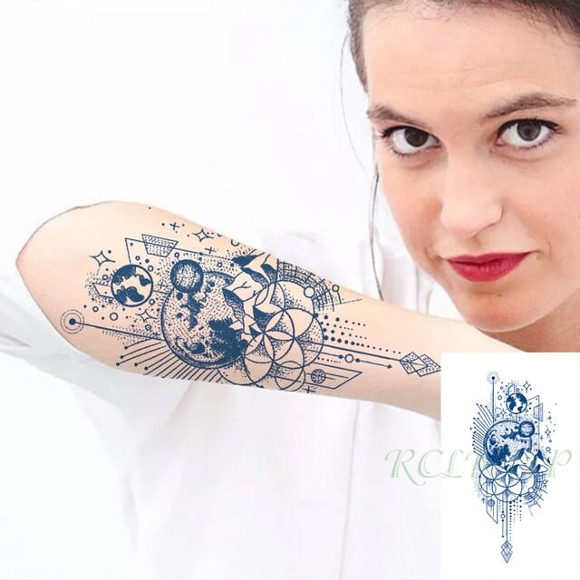 Realistische tijdelijke nep tattoo - Planeten Pijl
