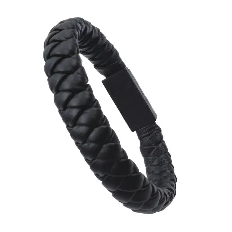 Telefoon laadkabel USB-C armband in zwart en bruin