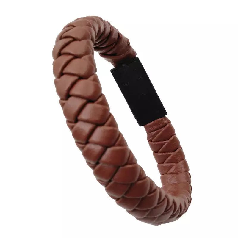 Telefoon laadkabel USB-C armband in zwart en bruin