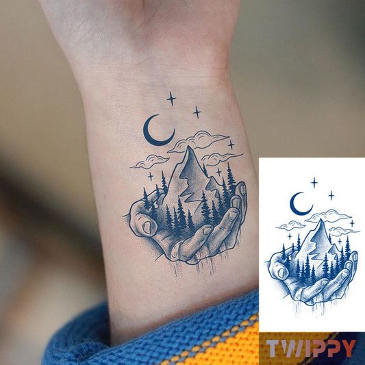 Realistische tijdelijke nep tattoo - Berg in hand