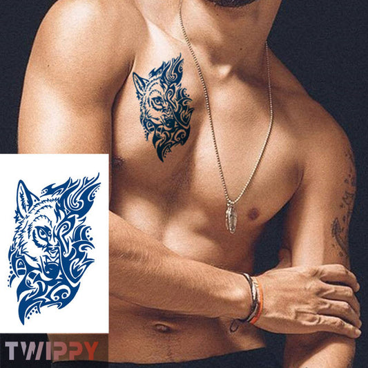 Realistische tijdelijke nep tattoo - Wolf met vlammen